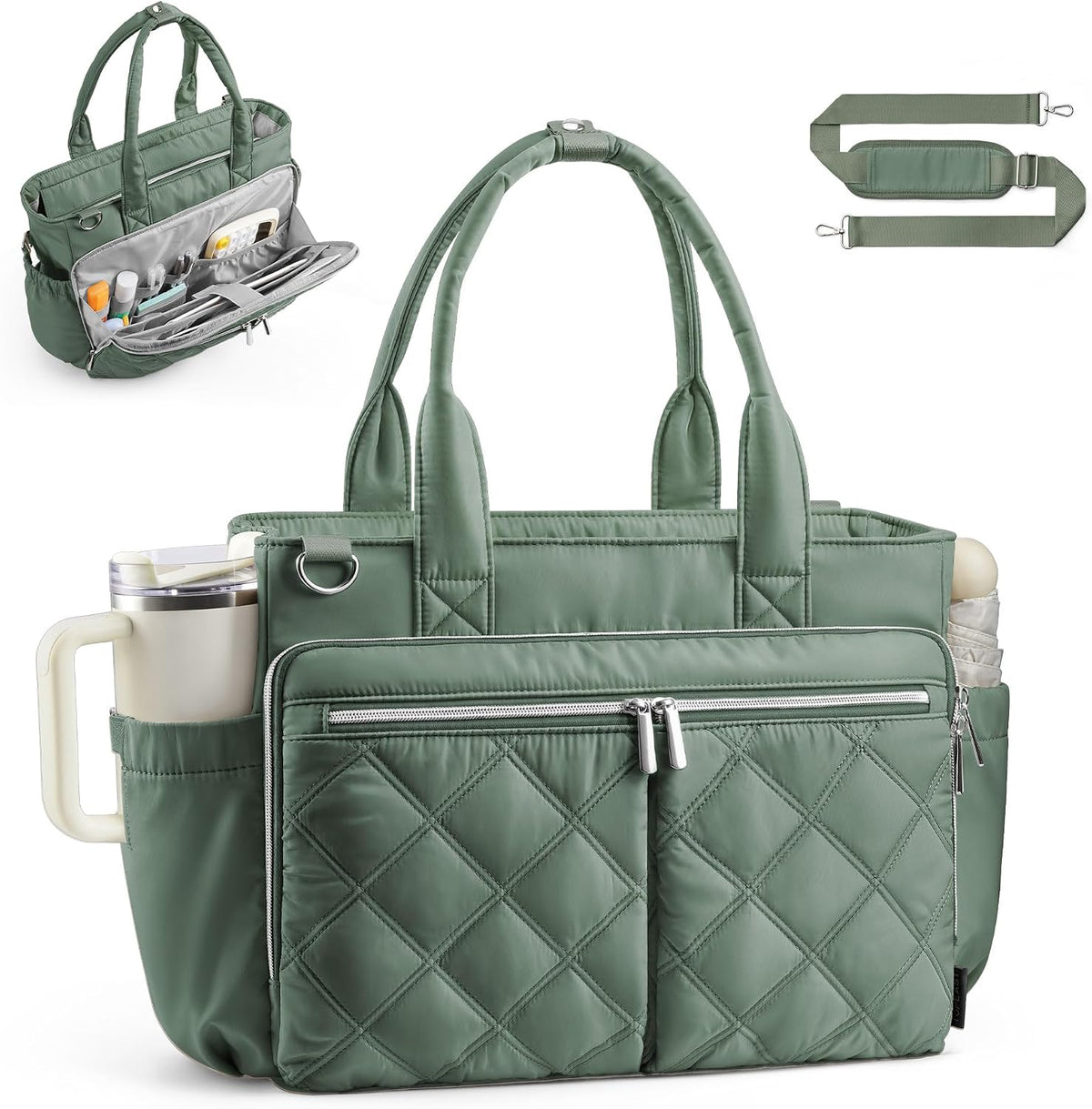 Teacher Tote Bag for Women Quilted Laptop Work Handbag for Travel