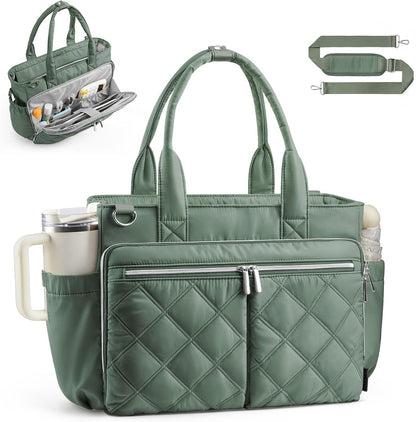 Teacher Tote Bag for Women Quilted Laptop Work Handbag for Travel