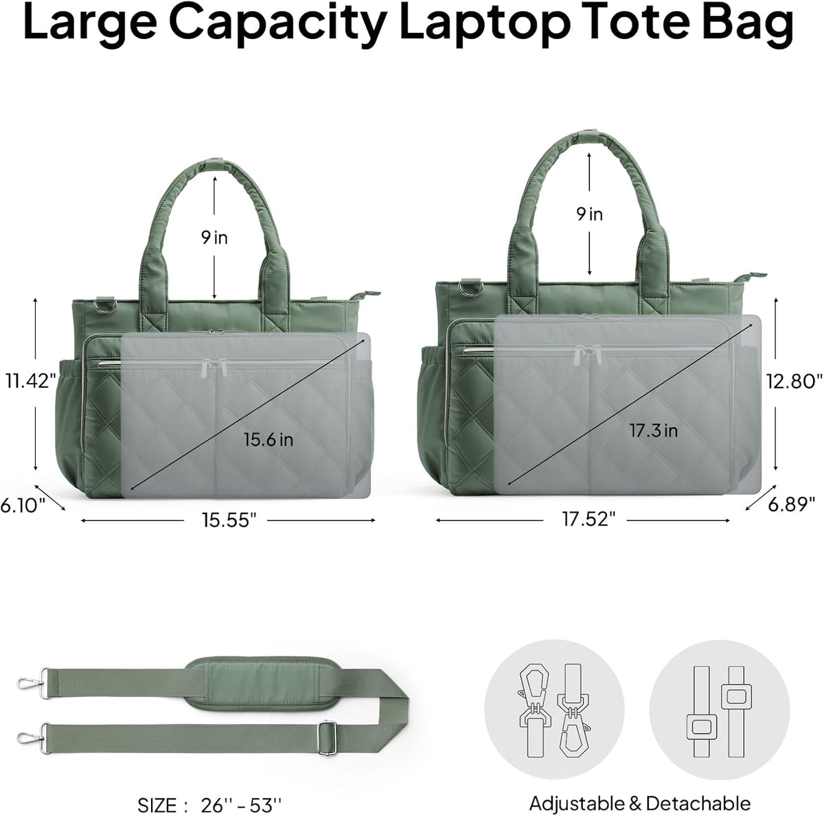 Teacher Tote Bag for Women Quilted Laptop Work Handbag for Travel