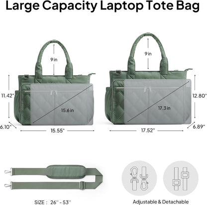 Teacher Tote Bag for Women Quilted Laptop Work Handbag for Travel