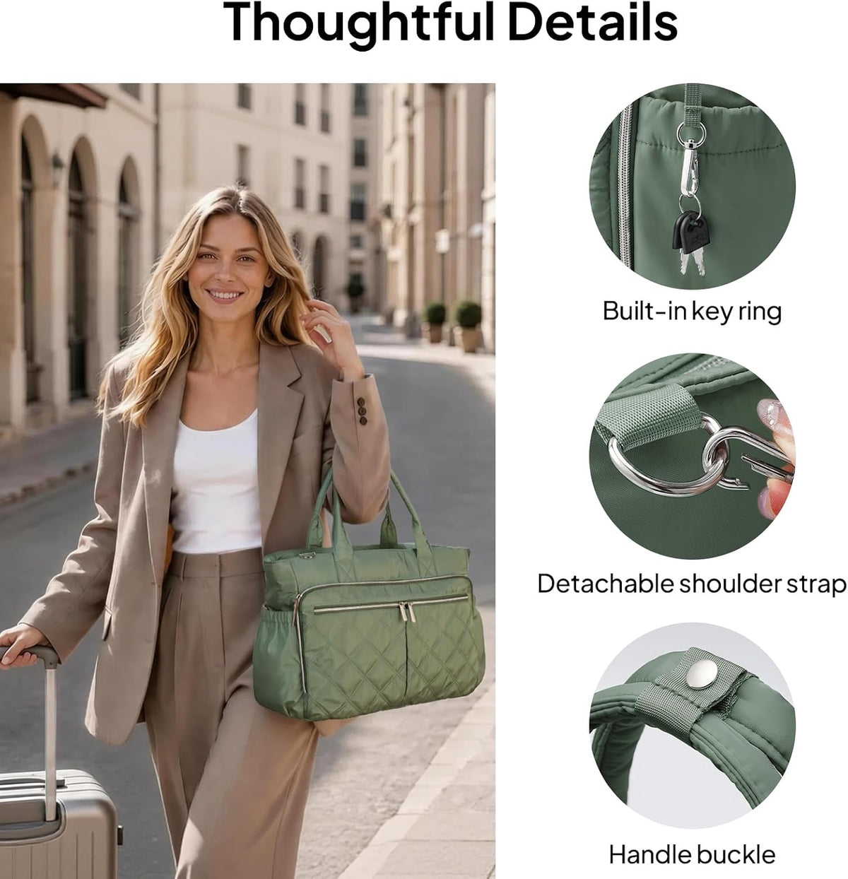Teacher Tote Bag for Women Quilted Laptop Work Handbag for Travel
