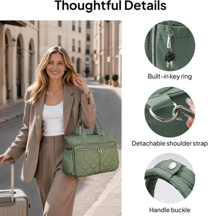 Teacher Tote Bag for Women Quilted Laptop Work Handbag for Travel