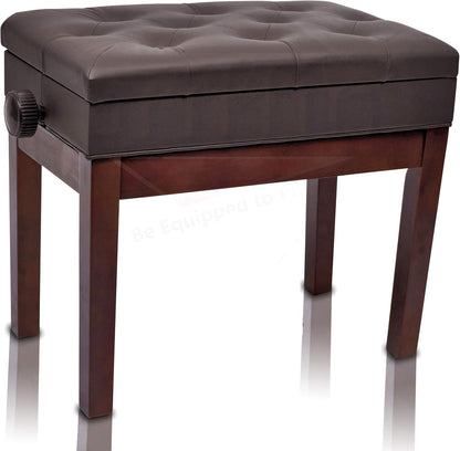 Adjustable Piano Bench (ErgonomicPRO-X Series) – Vintage Brown PU Leather, Keyboard Stool, Music Storage Seat for Home & Studio