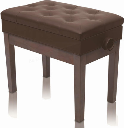 Adjustable Piano Bench (ErgonomicPRO-X Series) – Vintage Brown PU Leather, Keyboard Stool, Music Storage Seat for Home & Studio
