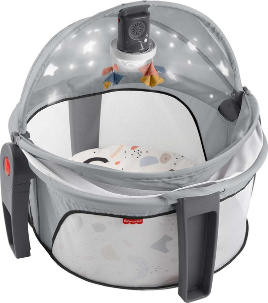 Portable Baby Bassinet and Play Space Deluxe On-the-Go Projection Dome with Lights Music and Canopy, Paper Shapes