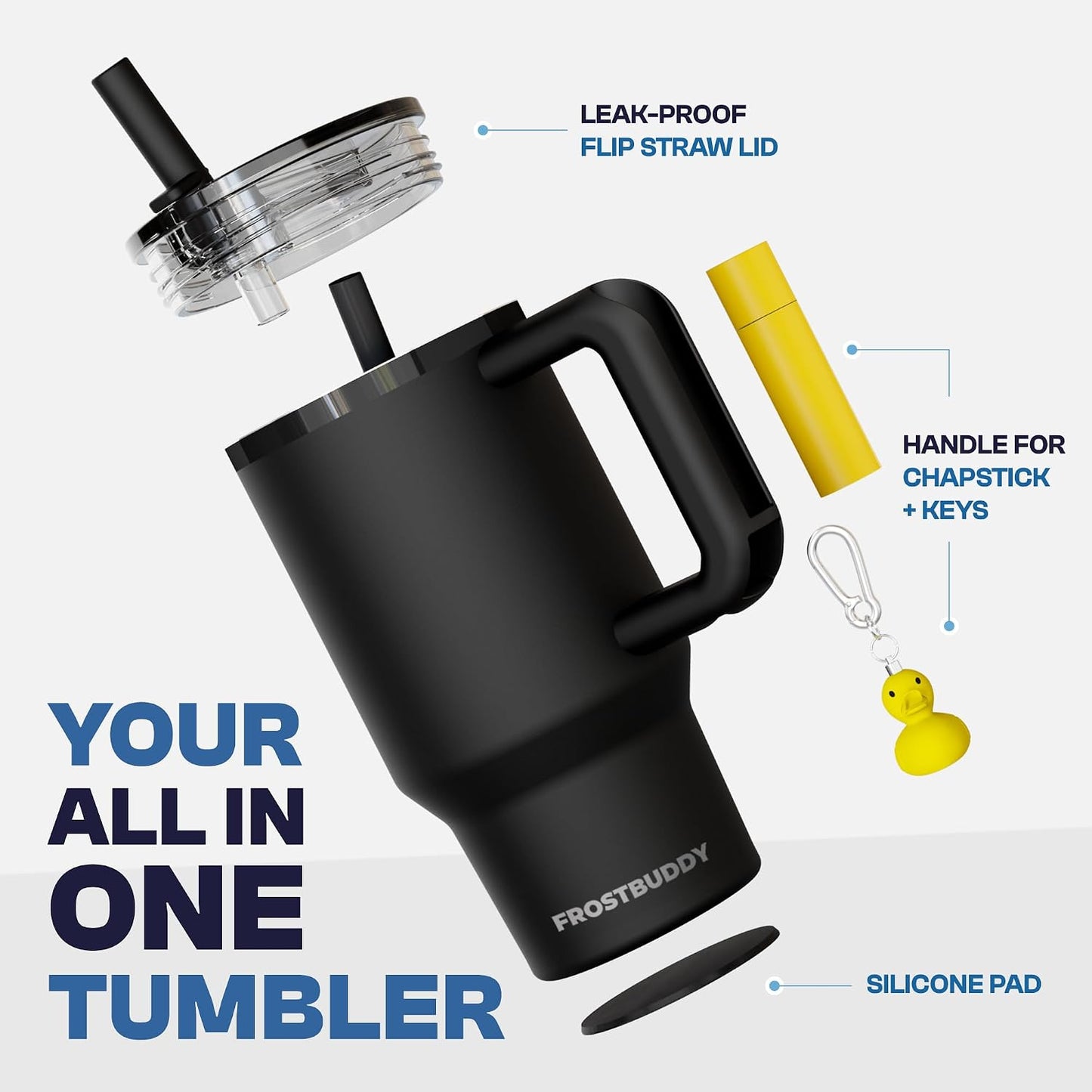 Thicc Buddy 16oz Tumbler - Insulated Stainless Steel (Cinnamon) | Double-wall vacuum insulated | Spill-proof flip lid | 18/8 premium stainless steel | Cup-holder friendly - Colors A