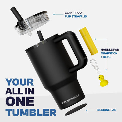 Thicc Buddy 16oz Tumbler - Insulated Stainless Steel (Cinnamon) | Double-wall vacuum insulated | Spill-proof flip lid | 18/8 premium stainless steel | Cup-holder friendly - Colors A