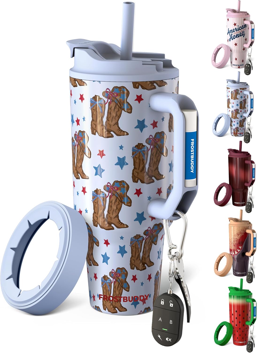 Thicc Buddy 16oz Tumbler - Insulated Stainless Steel (Cinnamon) | Double-wall vacuum insulated | Spill-proof flip lid | 18/8 premium stainless steel | Cup-holder friendly - Colors A
