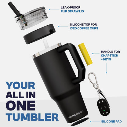 Thicc Buddy 16oz Tumbler - Insulated Stainless Steel (Cinnamon) | Double-wall vacuum insulated | Spill-proof flip lid | 18/8 premium stainless steel | Cup-holder friendly - Colors A