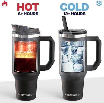 Thicc Buddy 16oz Tumbler - Insulated Stainless Steel (Cinnamon) | Double-wall vacuum insulated | Spill-proof flip lid | 18/8 premium stainless steel | Cup-holder friendly - Colors A