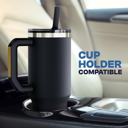 Thicc Buddy 16oz Tumbler - Insulated Stainless Steel (Cinnamon) | Double-wall vacuum insulated | Spill-proof flip lid | 18/8 premium stainless steel | Cup-holder friendly - Colors A