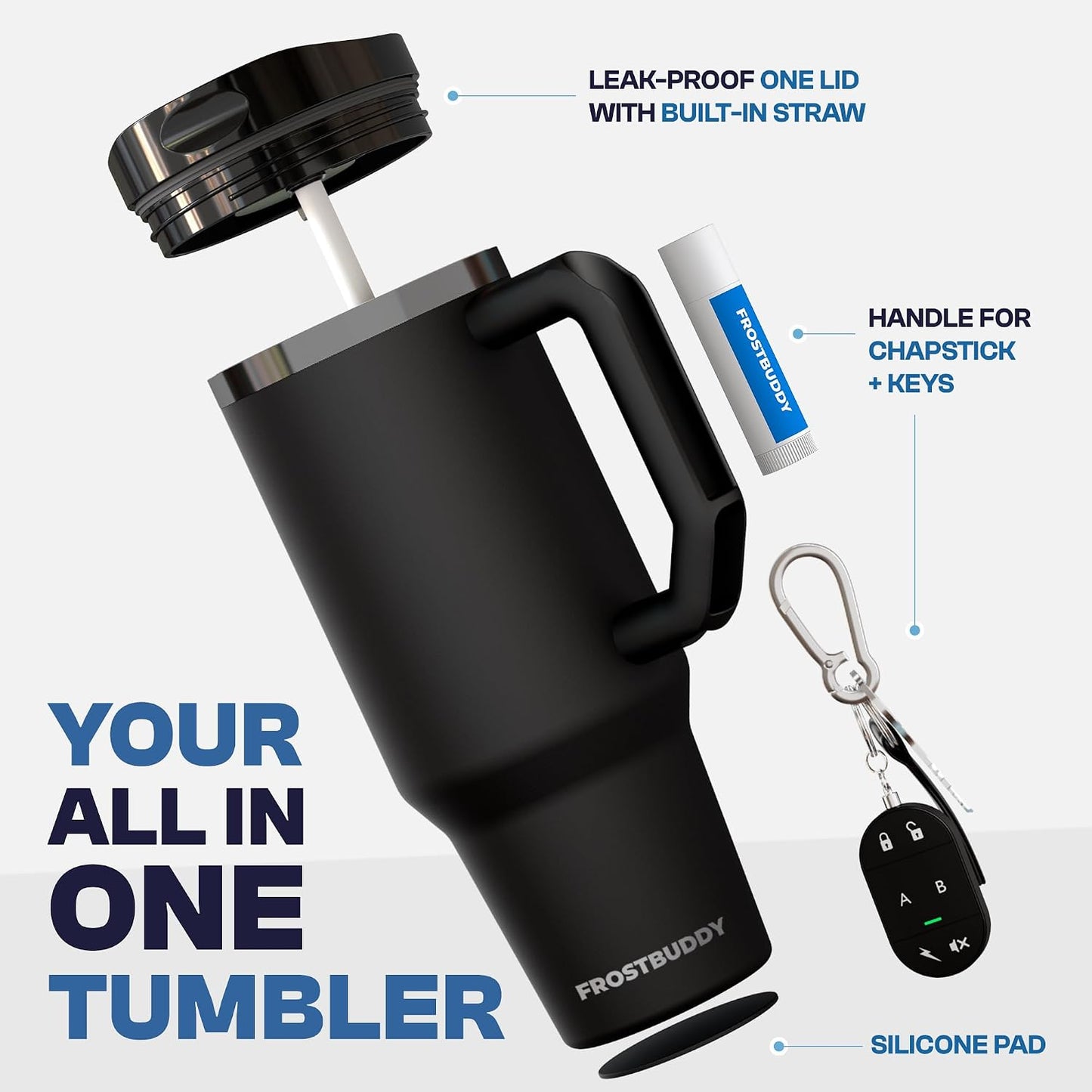 Thicc Buddy 16oz Tumbler - Insulated Stainless Steel (Cinnamon) | Double-wall vacuum insulated | Spill-proof flip lid | 18/8 premium stainless steel | Cup-holder friendly - Colors A