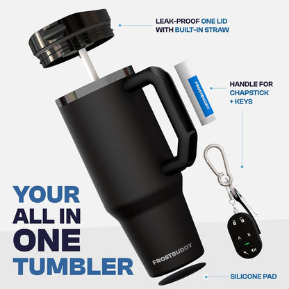 Thicc Buddy 16oz Tumbler - Insulated Stainless Steel (Cinnamon) | Double-wall vacuum insulated | Spill-proof flip lid | 18/8 premium stainless steel | Cup-holder friendly - Colors A