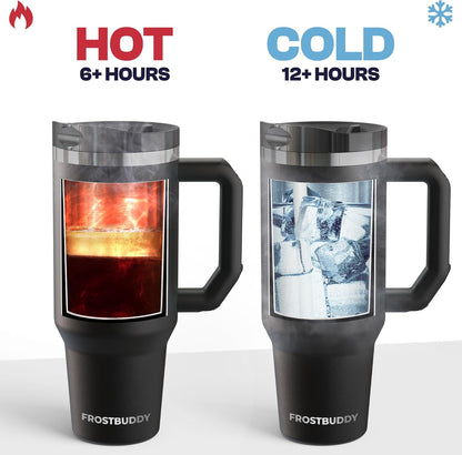 Thicc Buddy 16oz Tumbler - Insulated Stainless Steel (Cinnamon) | Double-wall vacuum insulated | Spill-proof flip lid | 18/8 premium stainless steel | Cup-holder friendly - Colors A