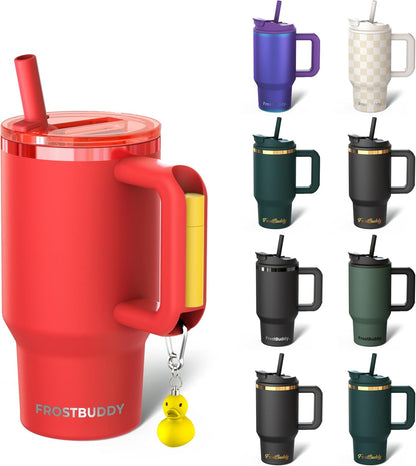 Thicc Buddy 16oz Tumbler - Insulated Stainless Steel (Cinnamon) | Double-wall vacuum insulated | Spill-proof flip lid | 18/8 premium stainless steel | Cup-holder friendly - Colors A