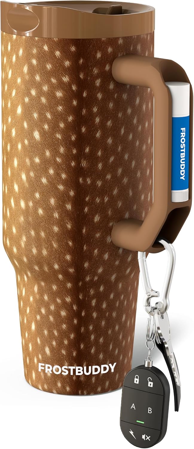 Thicc Buddy 16oz Tumbler - Insulated Stainless Steel (Cinnamon) | Double-wall vacuum insulated | Spill-proof flip lid | 18/8 premium stainless steel | Cup-holder friendly - Colors A