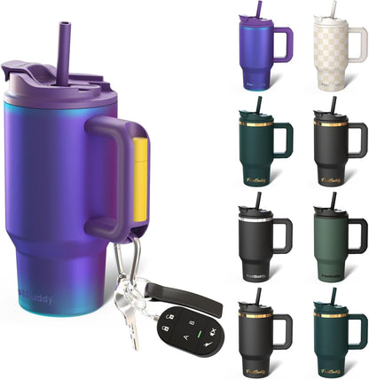 Thicc Buddy 16oz Tumbler - Insulated Stainless Steel (Cinnamon) | Double-wall vacuum insulated | Spill-proof flip lid | 18/8 premium stainless steel | Cup-holder friendly - Colors A