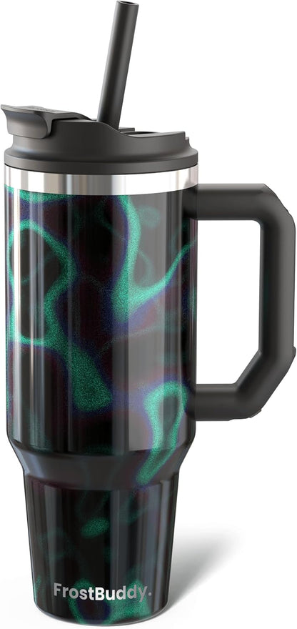 Thicc Buddy 16oz Tumbler - Insulated Stainless Steel (Cinnamon) | Double-wall vacuum insulated | Spill-proof flip lid | 18/8 premium stainless steel | Cup-holder friendly - Colors A