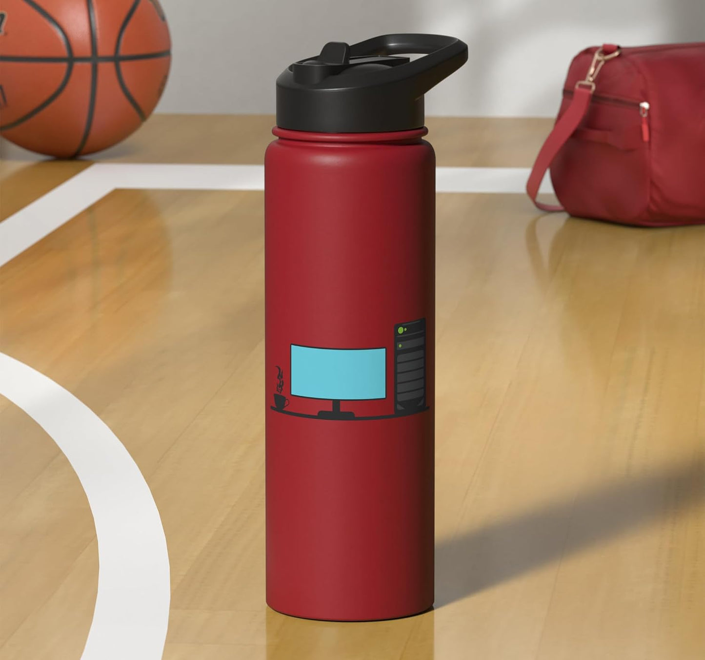 Office Desk with a Calming Tea Blend Stainless Steel Insulated Water Bottle