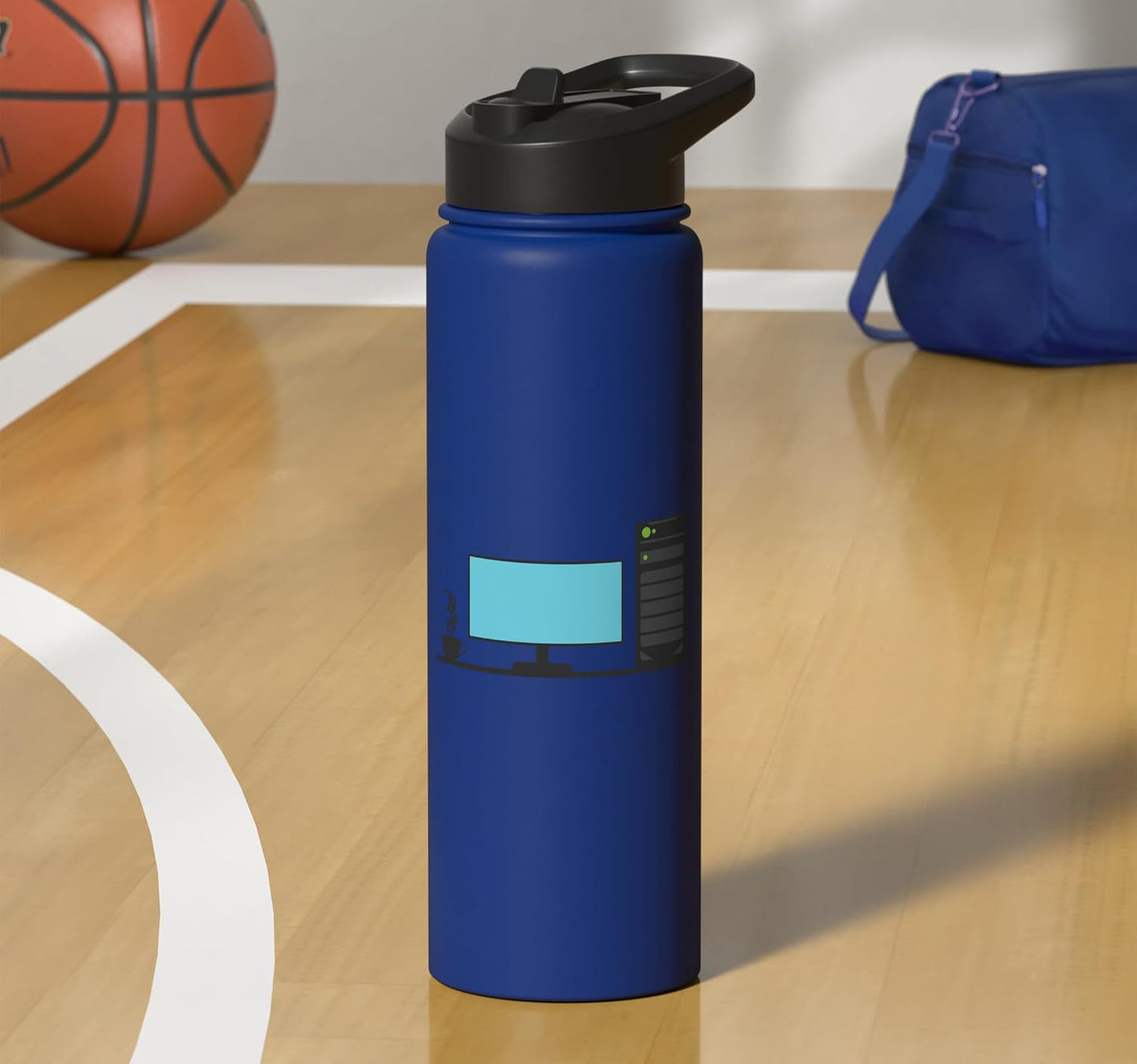Office Desk with a Calming Tea Blend Stainless Steel Insulated Water Bottle