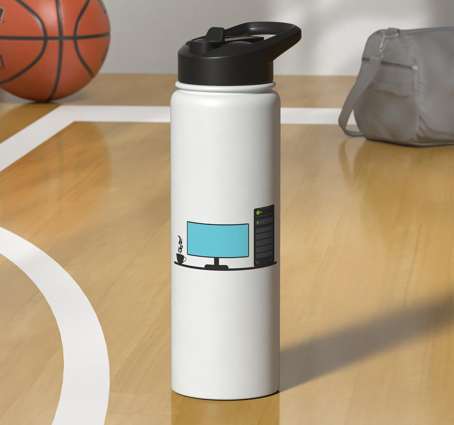 Office Desk with a Calming Tea Blend Stainless Steel Insulated Water Bottle
