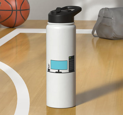 Office Desk with a Calming Tea Blend Stainless Steel Insulated Water Bottle
