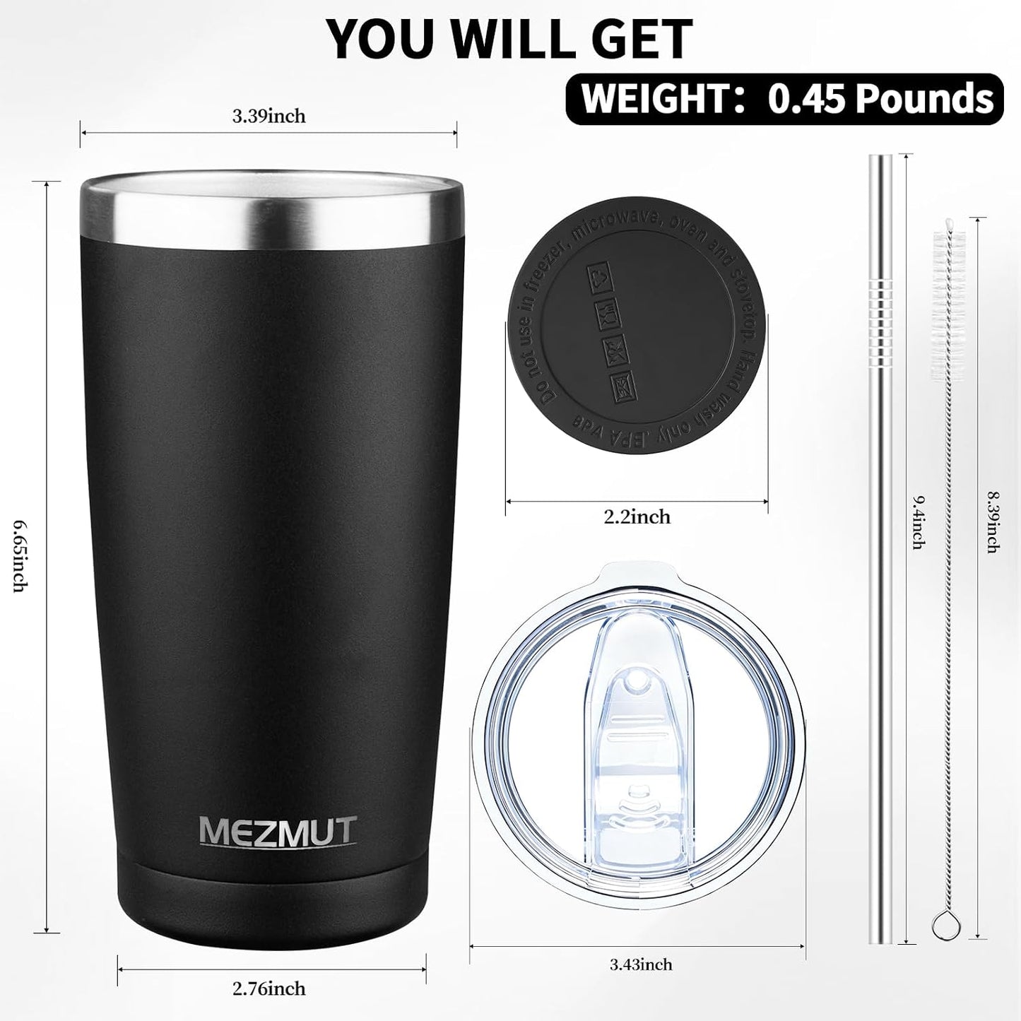 20oz Insulated Tumbler Travel Coffee Mug with Lid Straw(Lavender,1) | 18/8 Stainless Steel Double Wall Vacuum Spill Proof Metal Insulated Tumbler with Daul Lid and Straw, Hot or Iced Coffee Cup