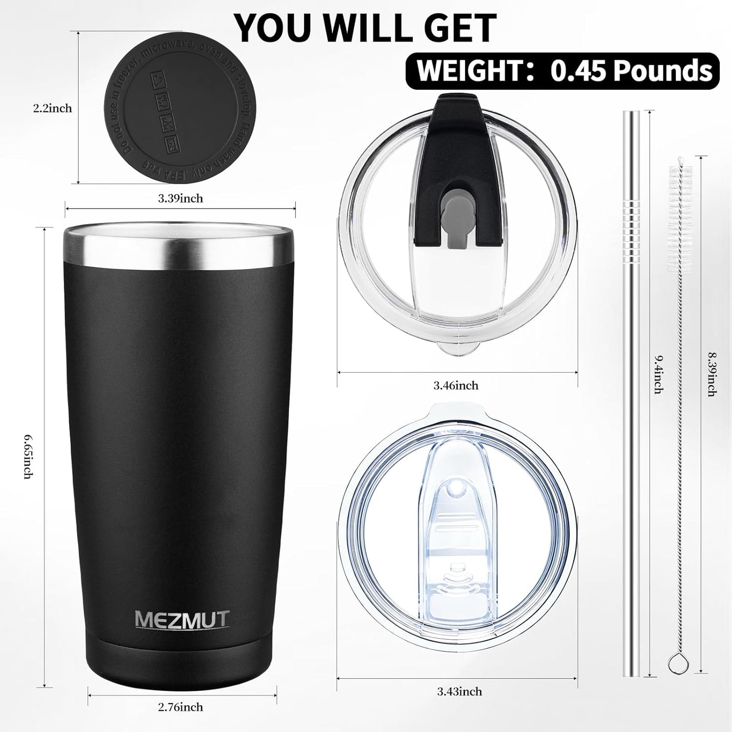 20oz Insulated Tumbler Travel Coffee Mug with Lid Straw(Lavender,1) | 18/8 Stainless Steel Double Wall Vacuum Spill Proof Metal Insulated Tumbler with Daul Lid and Straw, Hot or Iced Coffee Cup
