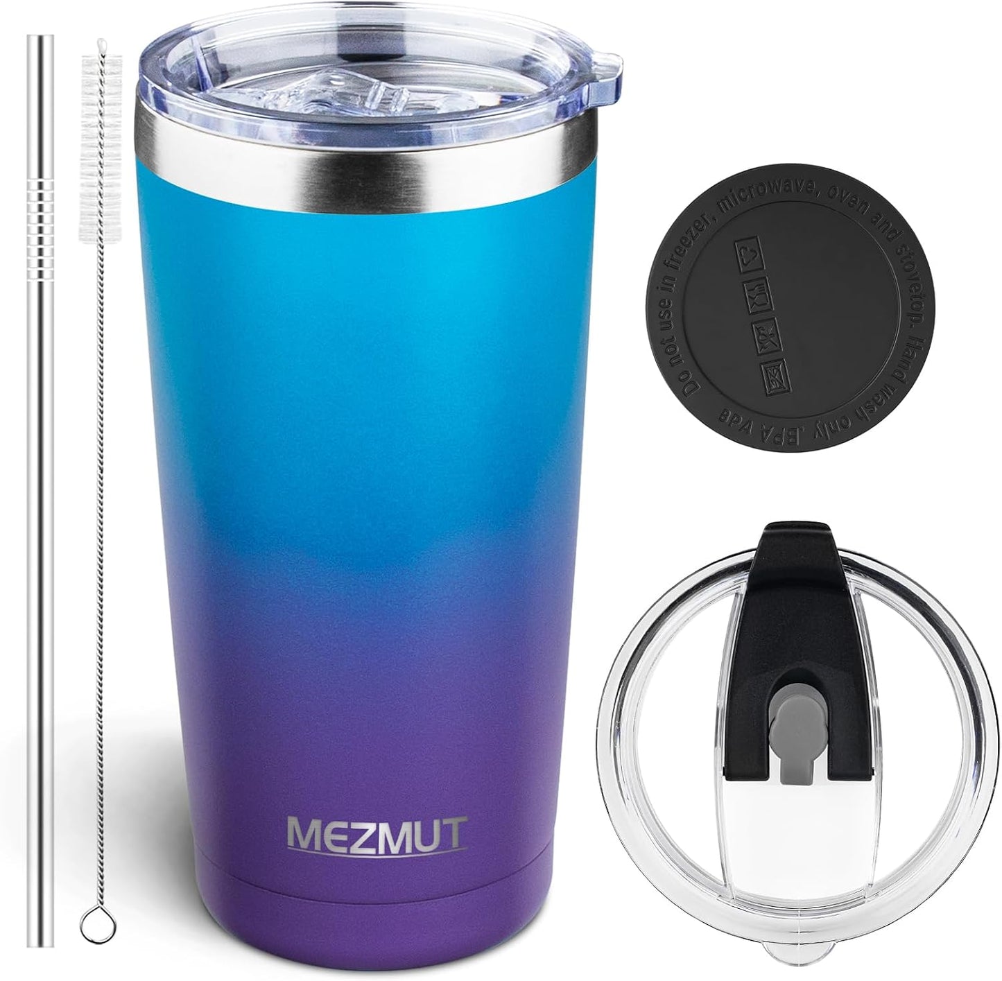 20oz Insulated Tumbler Travel Coffee Mug with Lid Straw(Lavender,1) | 18/8 Stainless Steel Double Wall Vacuum Spill Proof Metal Insulated Tumbler with Daul Lid and Straw, Hot or Iced Coffee Cup
