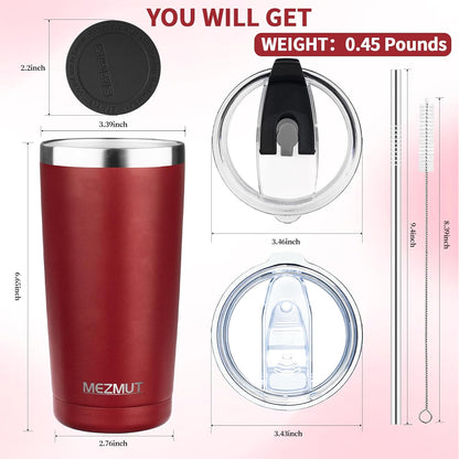 20oz Insulated Tumbler Travel Coffee Mug with Lid Straw(Lavender,1) | 18/8 Stainless Steel Double Wall Vacuum Spill Proof Metal Insulated Tumbler with Daul Lid and Straw, Hot or Iced Coffee Cup