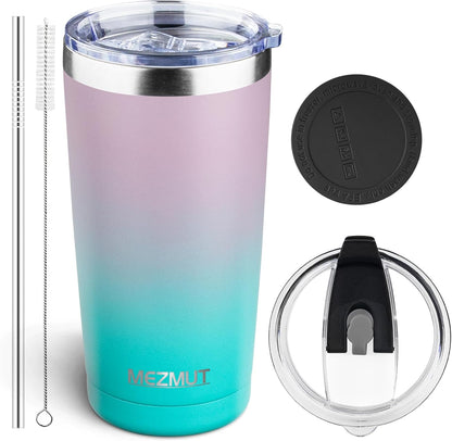20oz Insulated Tumbler Travel Coffee Mug with Lid Straw(Lavender,1) | 18/8 Stainless Steel Double Wall Vacuum Spill Proof Metal Insulated Tumbler with Daul Lid and Straw, Hot or Iced Coffee Cup