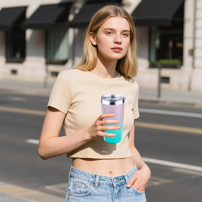 20oz Insulated Tumbler Travel Coffee Mug with Lid Straw(Lavender,1) | 18/8 Stainless Steel Double Wall Vacuum Spill Proof Metal Insulated Tumbler with Daul Lid and Straw, Hot or Iced Coffee Cup