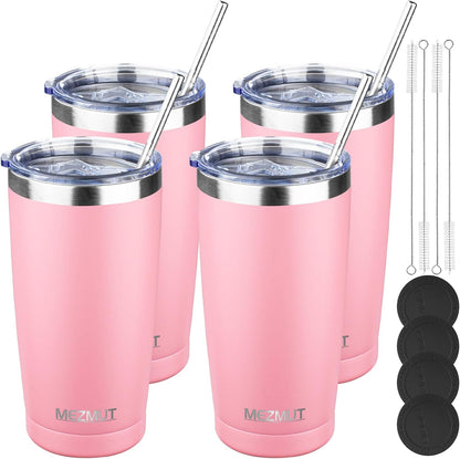 20oz Insulated Tumbler Travel Coffee Mug with Lid Straw(Lavender,1) | 18/8 Stainless Steel Double Wall Vacuum Spill Proof Metal Insulated Tumbler with Daul Lid and Straw, Hot or Iced Coffee Cup