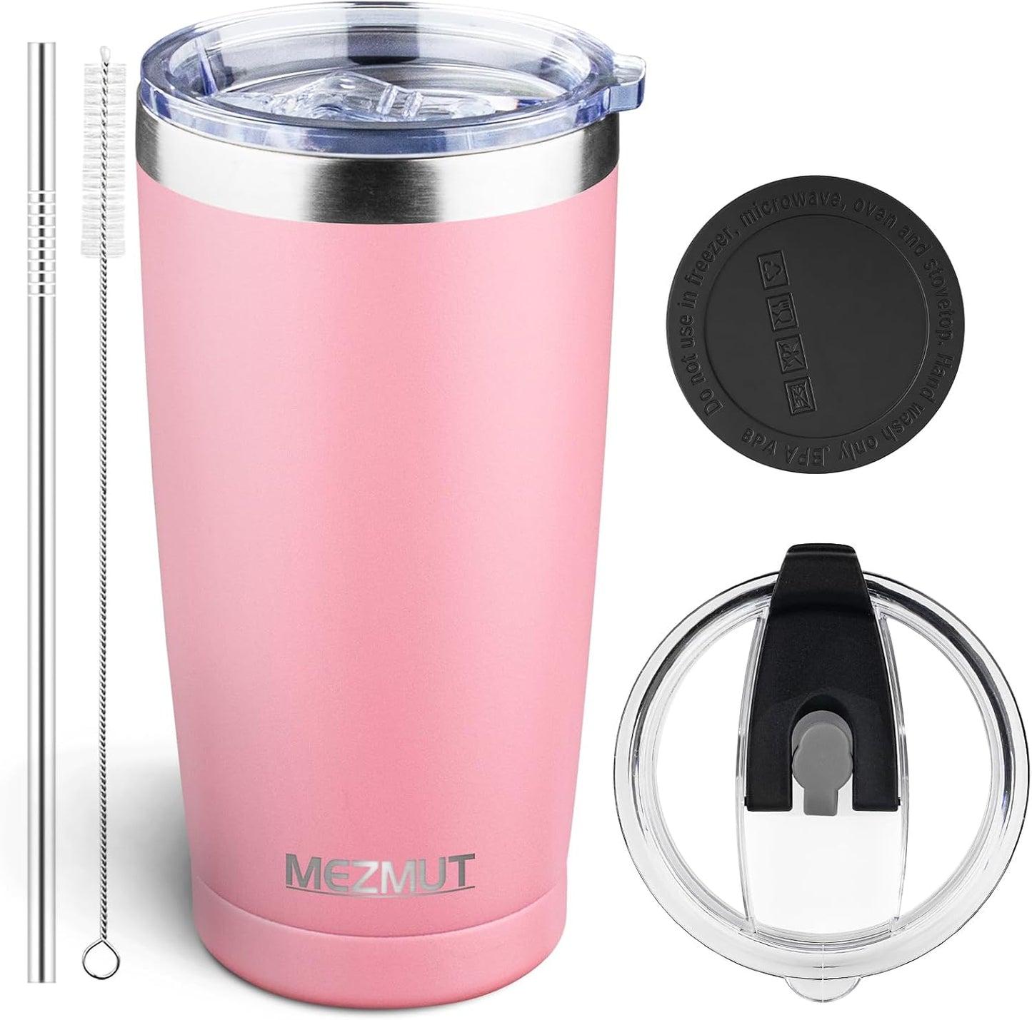 20oz Insulated Tumbler Travel Coffee Mug with Lid Straw(Lavender,1) | 18/8 Stainless Steel Double Wall Vacuum Spill Proof Metal Insulated Tumbler with Daul Lid and Straw, Hot or Iced Coffee Cup