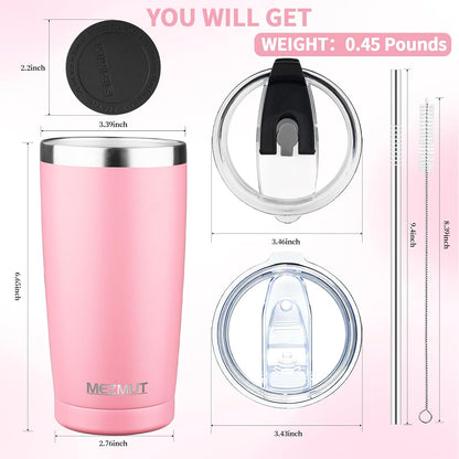 20oz Insulated Tumbler Travel Coffee Mug with Lid Straw(Lavender,1) | 18/8 Stainless Steel Double Wall Vacuum Spill Proof Metal Insulated Tumbler with Daul Lid and Straw, Hot or Iced Coffee Cup
