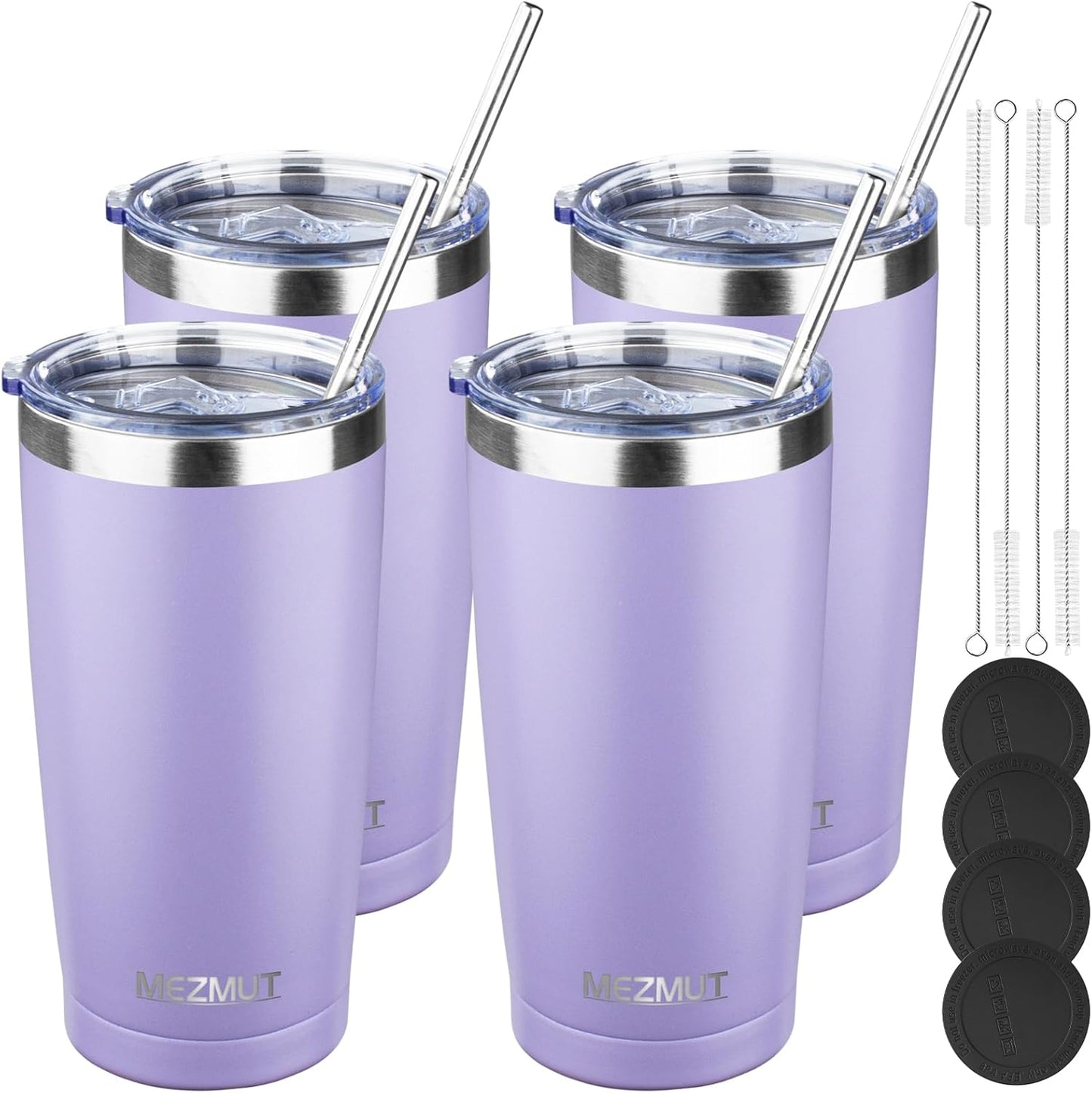 20oz Insulated Tumbler Travel Coffee Mug with Lid Straw(Lavender,1) | 18/8 Stainless Steel Double Wall Vacuum Spill Proof Metal Insulated Tumbler with Daul Lid and Straw, Hot or Iced Coffee Cup