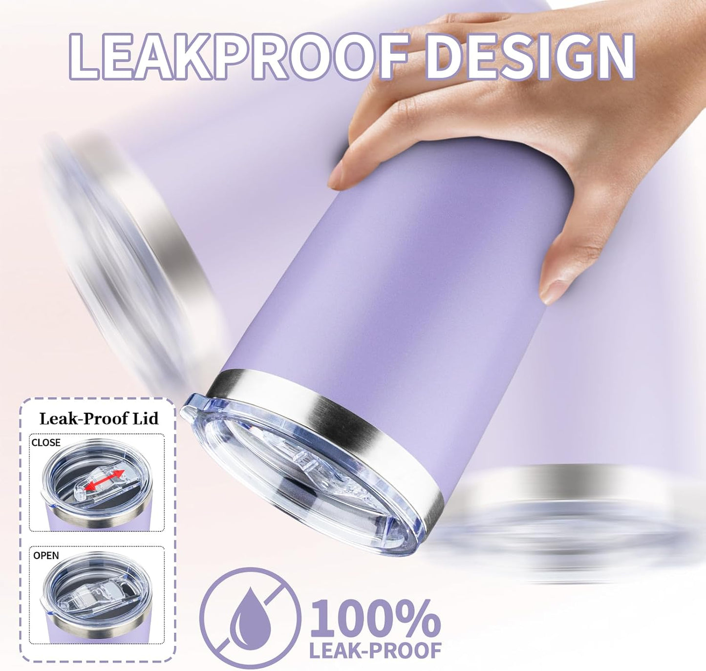 20oz Insulated Tumbler Travel Coffee Mug with Lid Straw(Lavender,1) | 18/8 Stainless Steel Double Wall Vacuum Spill Proof Metal Insulated Tumbler with Daul Lid and Straw, Hot or Iced Coffee Cup