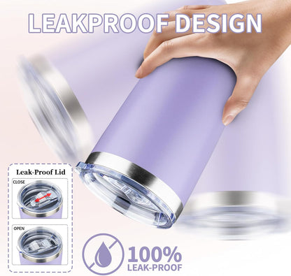20oz Insulated Tumbler Travel Coffee Mug with Lid Straw(Lavender,1) | 18/8 Stainless Steel Double Wall Vacuum Spill Proof Metal Insulated Tumbler with Daul Lid and Straw, Hot or Iced Coffee Cup