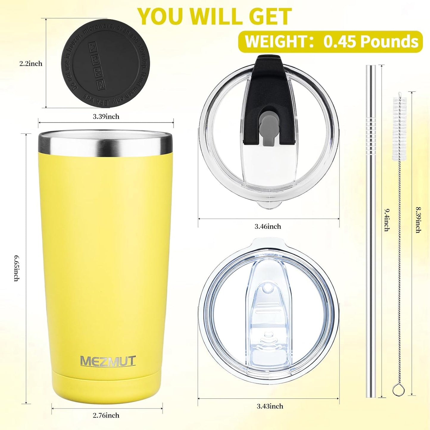 20oz Insulated Tumbler Travel Coffee Mug with Lid Straw(Lavender,1) | 18/8 Stainless Steel Double Wall Vacuum Spill Proof Metal Insulated Tumbler with Daul Lid and Straw, Hot or Iced Coffee Cup