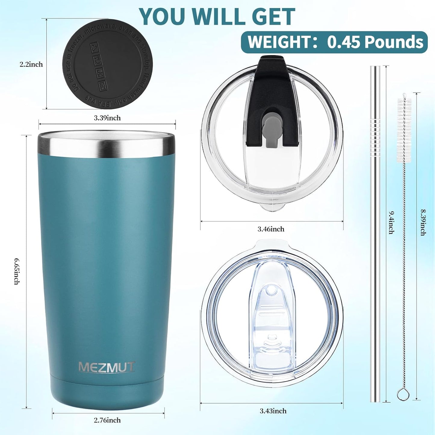 20oz Insulated Tumbler Travel Coffee Mug with Lid Straw(Lavender,1) | 18/8 Stainless Steel Double Wall Vacuum Spill Proof Metal Insulated Tumbler with Daul Lid and Straw, Hot or Iced Coffee Cup