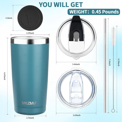 20oz Insulated Tumbler Travel Coffee Mug with Lid Straw(Lavender,1) | 18/8 Stainless Steel Double Wall Vacuum Spill Proof Metal Insulated Tumbler with Daul Lid and Straw, Hot or Iced Coffee Cup
