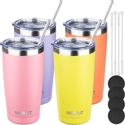 20oz Insulated Tumbler Travel Coffee Mug with Lid Straw(Lavender,1) | 18/8 Stainless Steel Double Wall Vacuum Spill Proof Metal Insulated Tumbler with Daul Lid and Straw, Hot or Iced Coffee Cup