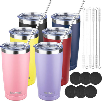 20oz Insulated Tumbler Travel Coffee Mug with Lid Straw(Lavender,1) | 18/8 Stainless Steel Double Wall Vacuum Spill Proof Metal Insulated Tumbler with Daul Lid and Straw, Hot or Iced Coffee Cup