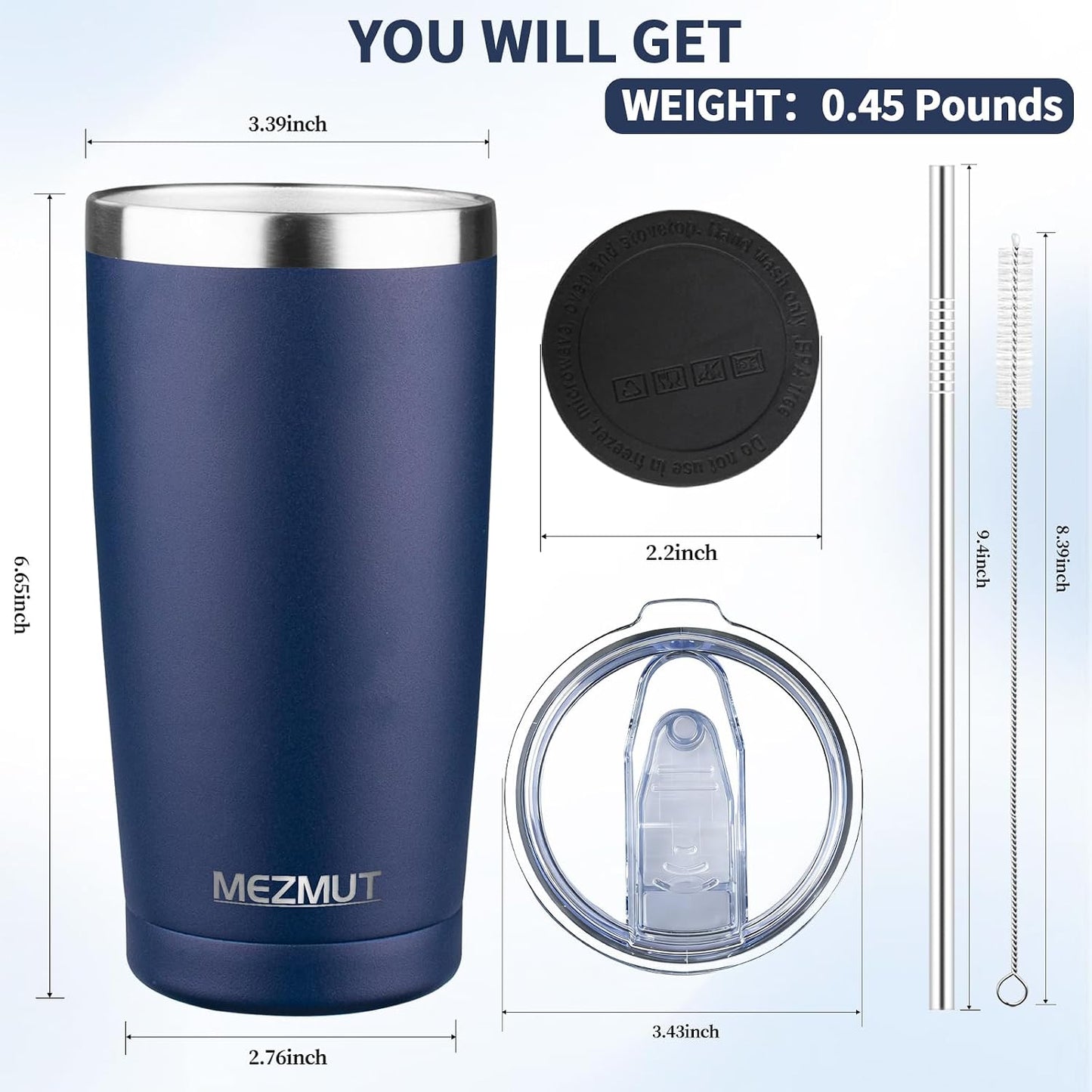 20oz Insulated Tumbler Travel Coffee Mug with Lid Straw(Lavender,1) | 18/8 Stainless Steel Double Wall Vacuum Spill Proof Metal Insulated Tumbler with Daul Lid and Straw, Hot or Iced Coffee Cup