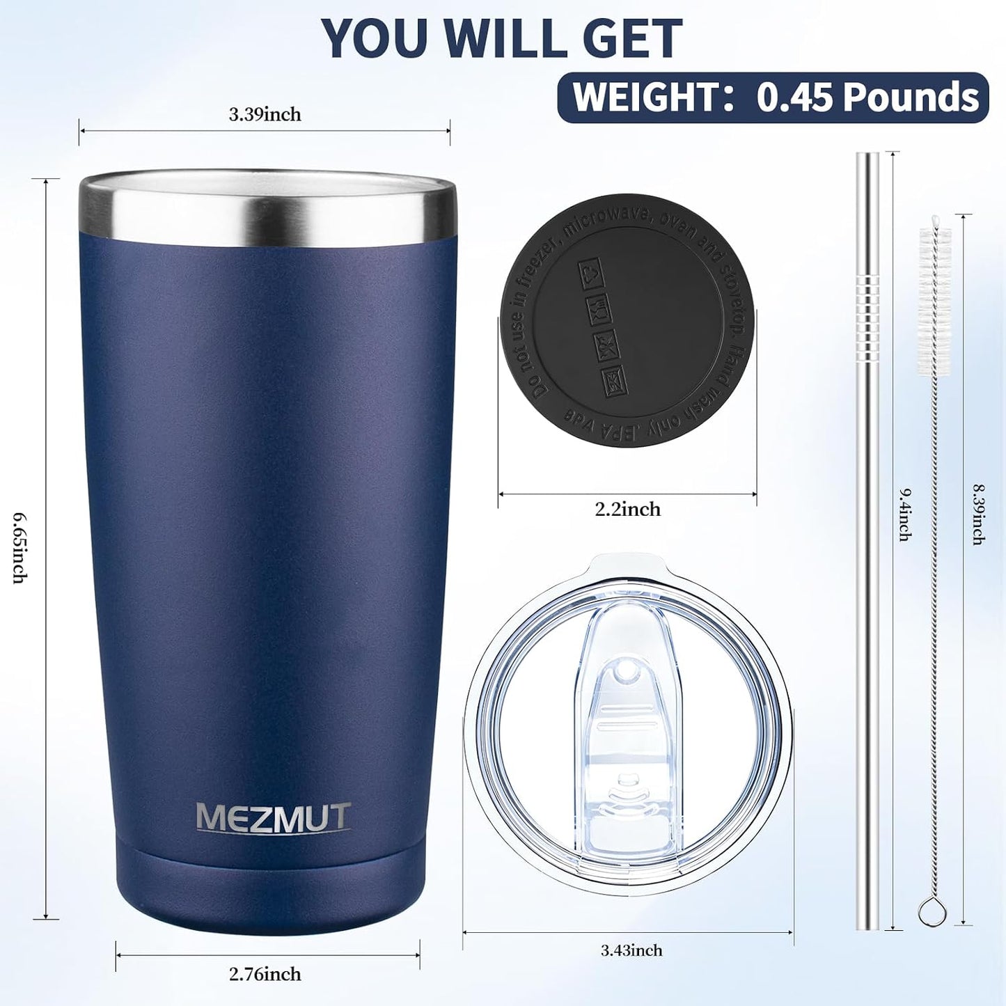 20oz Insulated Tumbler Travel Coffee Mug with Lid Straw(Lavender,1) | 18/8 Stainless Steel Double Wall Vacuum Spill Proof Metal Insulated Tumbler with Daul Lid and Straw, Hot or Iced Coffee Cup