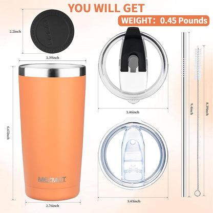 20oz Insulated Tumbler Travel Coffee Mug with Lid Straw(Lavender,1) | 18/8 Stainless Steel Double Wall Vacuum Spill Proof Metal Insulated Tumbler with Daul Lid and Straw, Hot or Iced Coffee Cup