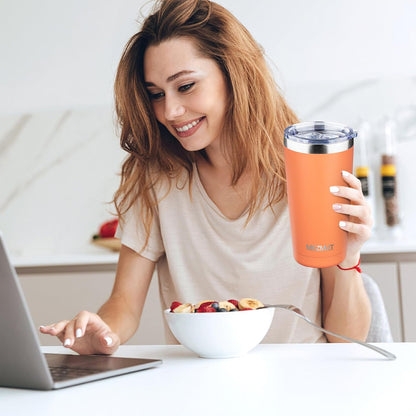 20oz Insulated Tumbler Travel Coffee Mug with Lid Straw(Lavender,1) | 18/8 Stainless Steel Double Wall Vacuum Spill Proof Metal Insulated Tumbler with Daul Lid and Straw, Hot or Iced Coffee Cup