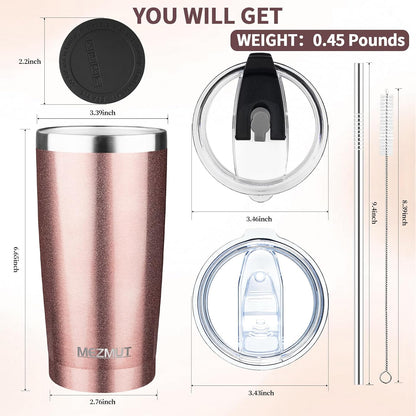 20oz Insulated Tumbler Travel Coffee Mug with Lid Straw(Lavender,1) | 18/8 Stainless Steel Double Wall Vacuum Spill Proof Metal Insulated Tumbler with Daul Lid and Straw, Hot or Iced Coffee Cup