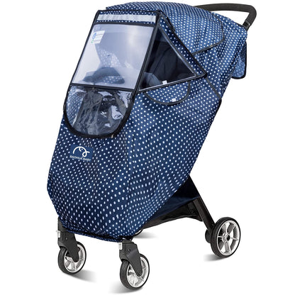 Stroller Rain Cover, Universal Single Stroller Weather Shield, Waterproof Windproof Breathable & Sun Protection, All-Weather Rain Snow Cold Protection, Baby Travel Essential with Storage Pocket