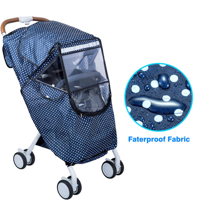 Stroller Rain Cover, Universal Single Stroller Weather Shield, Waterproof Windproof Breathable & Sun Protection, All-Weather Rain Snow Cold Protection, Baby Travel Essential with Storage Pocket